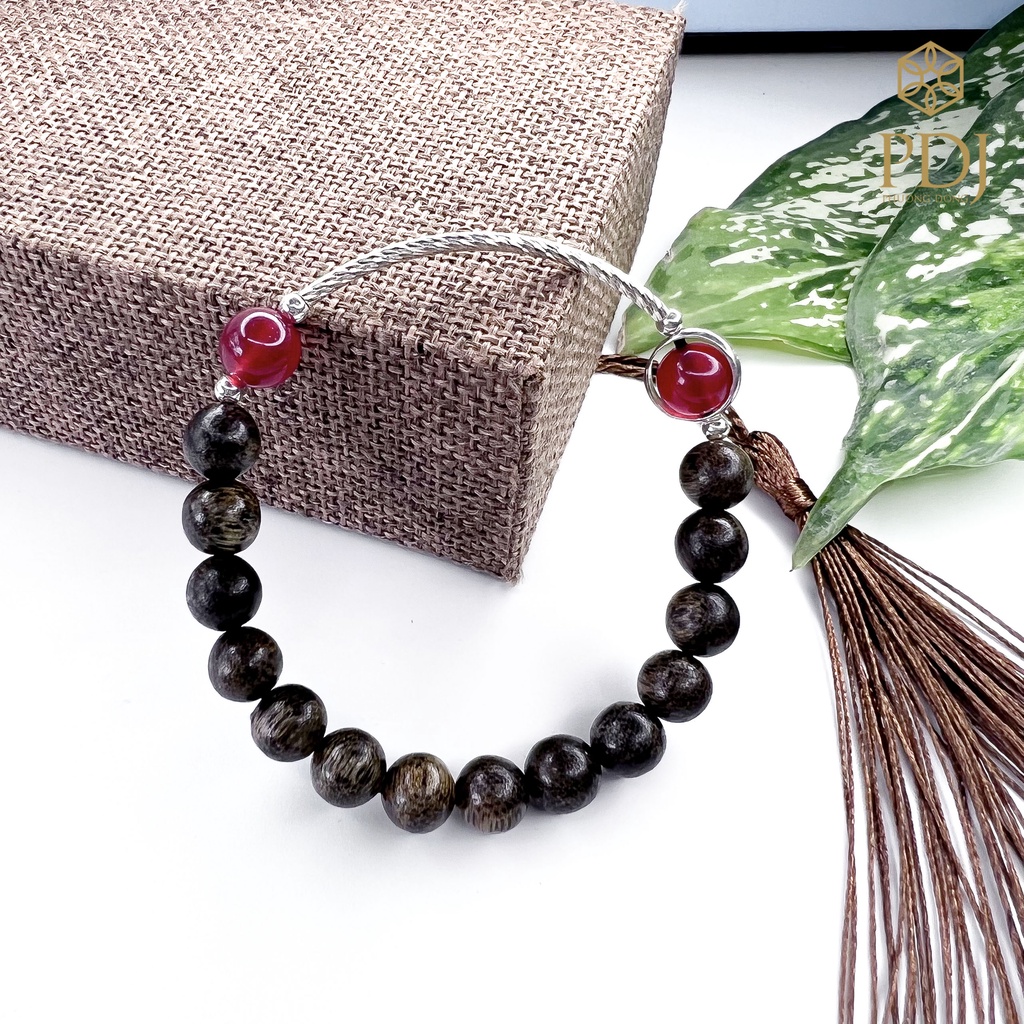 Vòng Trầm Hương mix đá Thạch Anh phong thuỷ - Tặng kèm hộp đựng cao cấp - SP000569 - Trang sức PDJ