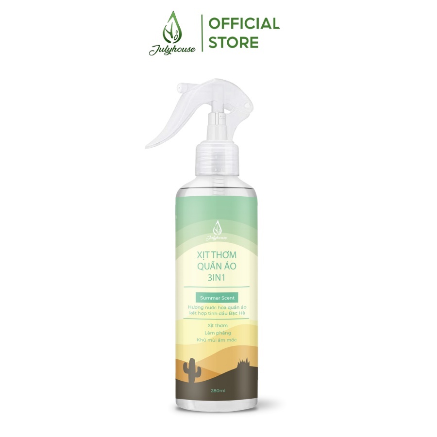 Xịt thơm quần áo Julyhouse 20ml/280ml 3in1 tinh dầu thiên nhiên