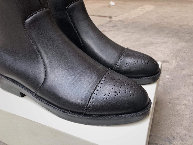 [ không nhăn ] ,chelsea boots mũi tròn, đế đốc kéo khoá