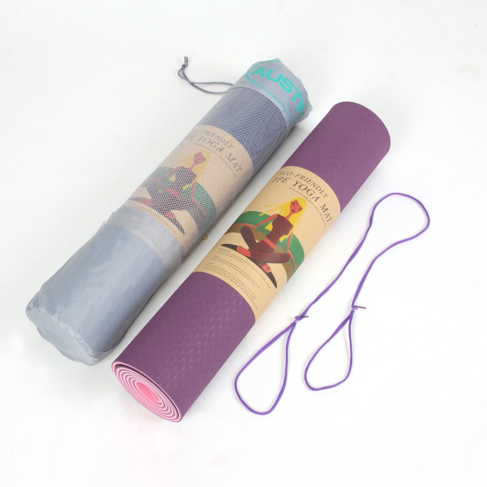 Thảm tập Yoga chống trượt định tuyến tập gym, thể dục tại nhà Thảm yoga TPE 2 lớp 8mm cao cấp