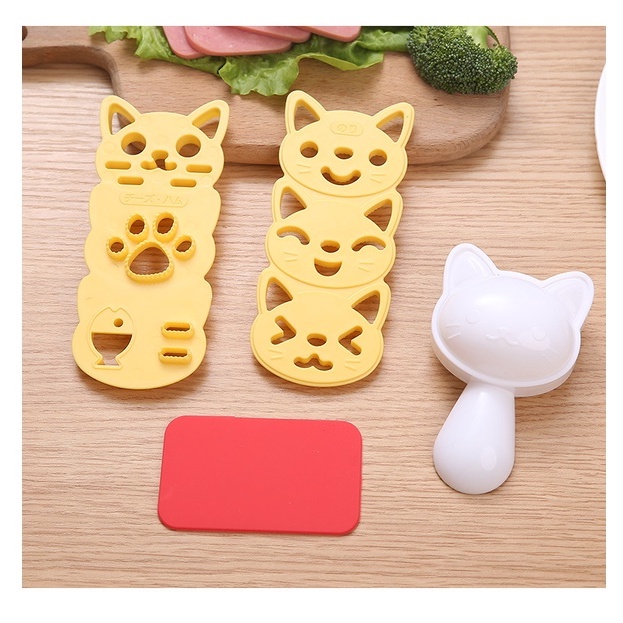 Khuôn làm cơm Bento Nhật chất liệu nhựa cao cấp, tạo hình gấu mèo ngộ nghĩnh cho bé ăn dặm-BaByC