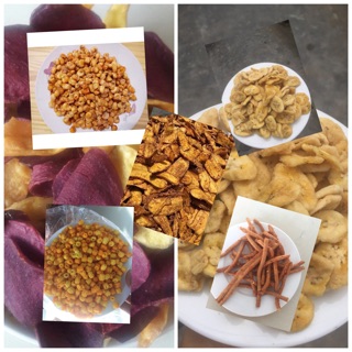 Combo 500g khoai, nui, ngô, quẩy cay, tai heo và 1kg chuối