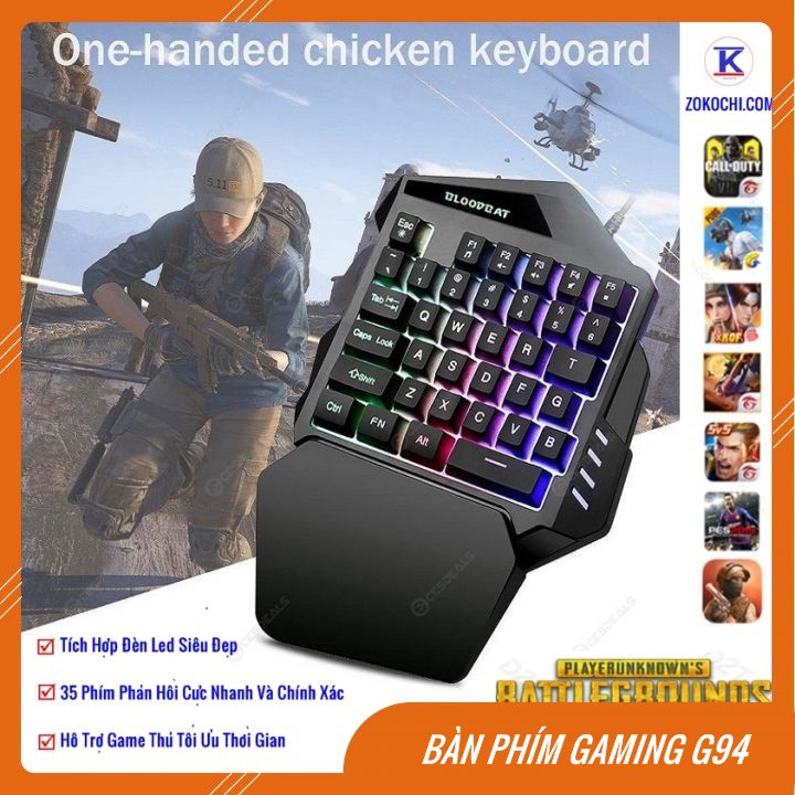 Bàn Phím Giả Cơ Bloodbat G94 Tích Hợp Đèn Led Siêu Chất Dành Cho Game Thủ Dùng Trên PC, Laptop, Điện Thoại