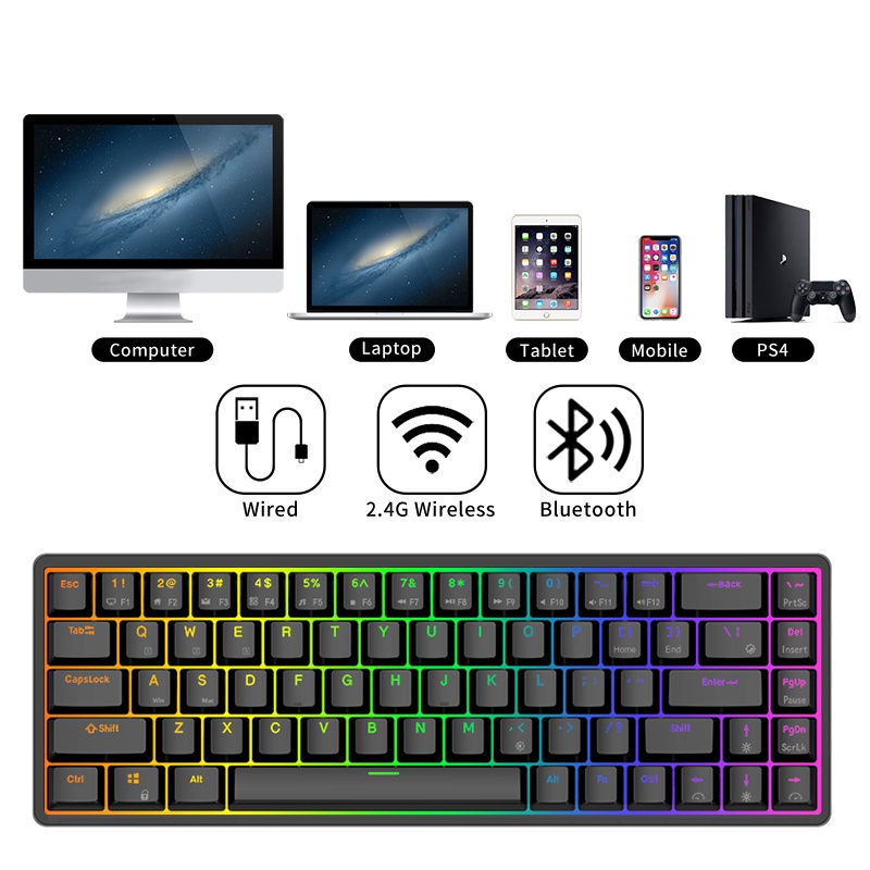 RK837 RKG68 60% RGB RK G68- RK Switch Bàn Phím Cơ Không Dây Kludge