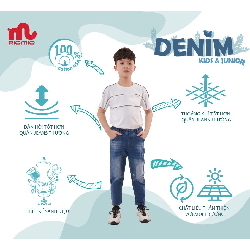 Quần Jean bé trai RIOMIO ống suông chất liệu Denim Cotton thoải mái - RM010