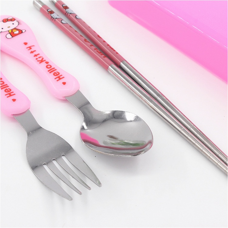 Bộ muỗng đũa tập ăn inox cao cấp Doremon, dụng cụ đũa thìa dĩa văn phòng