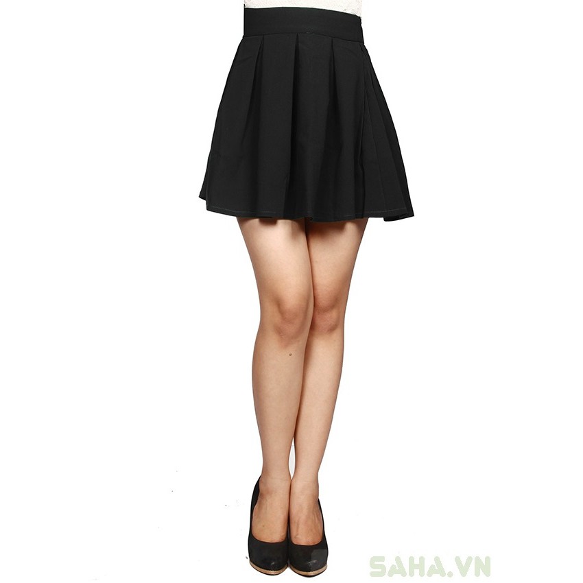 [Mã FASHIONT4WA2 giảm 10K đơn 50K] Chân váy NGẮN XẾP LY CÓ QUẦN (ĐEN) | BigBuy360 - bigbuy360.vn