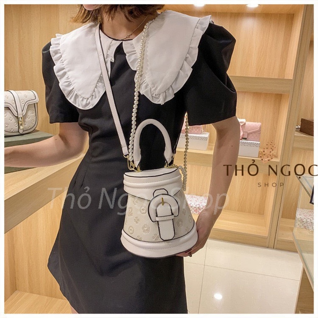 Túi Xách Nứ Đeo Chéo ❤FreeShip❤ Túi Đeo Chéo Nữ Dây Ngọc Chất Da Đẹp Kiểu Dáng Sành Điệu Size 18
