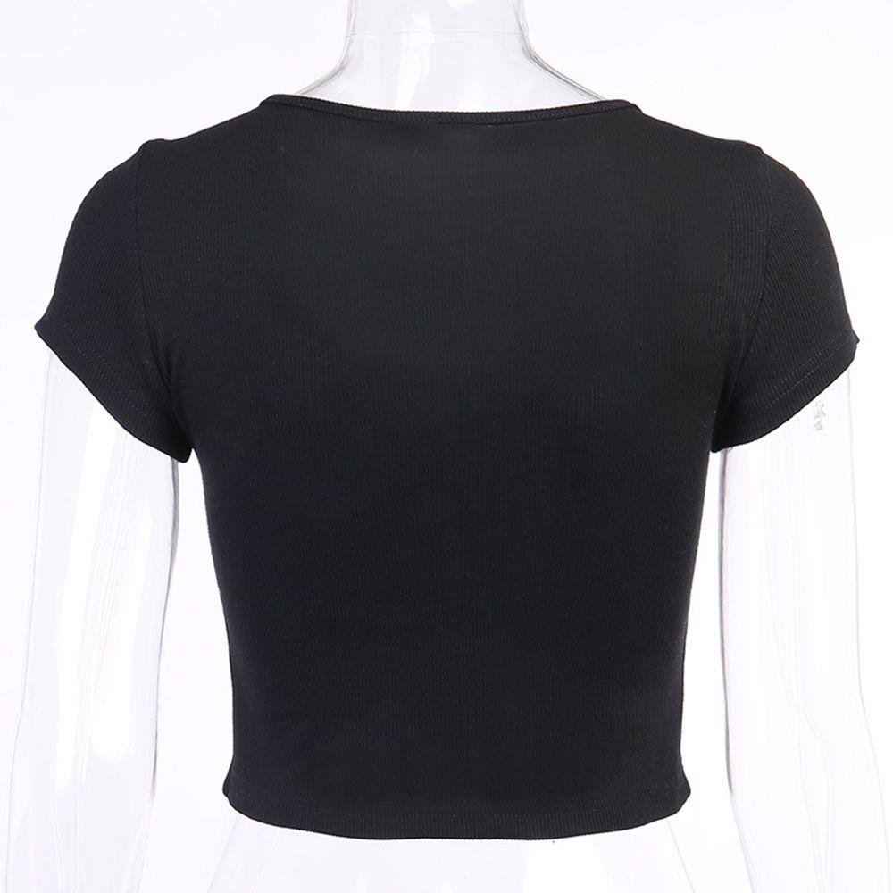 Áo Thun Đen Cổ Chữ V Gợi Cảm Phong Cách Goth