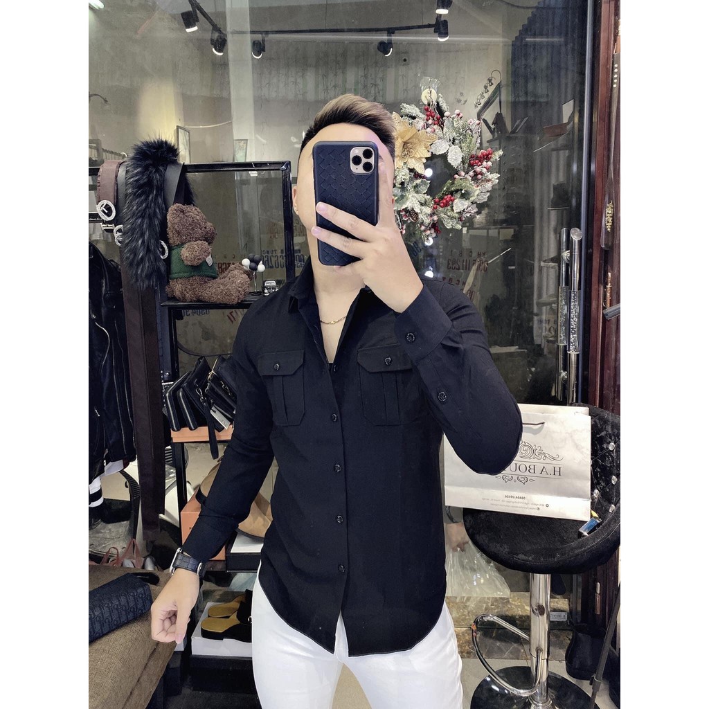 Sơ mi nam tay dài Santiano vải đũi túi hộp chất linen thoáng