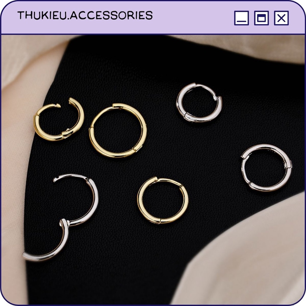 Khuyên Tai Hình Tròn, Bông Tai Đơn Giản Basic Bạc 925, Khuyên Trơn Earrings Thukieu Accessories Thukieu204