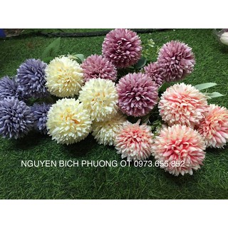 🌺 Hoa giả - Hoa Cúc Cầu Nhiều Màu Trang Trí Phòng