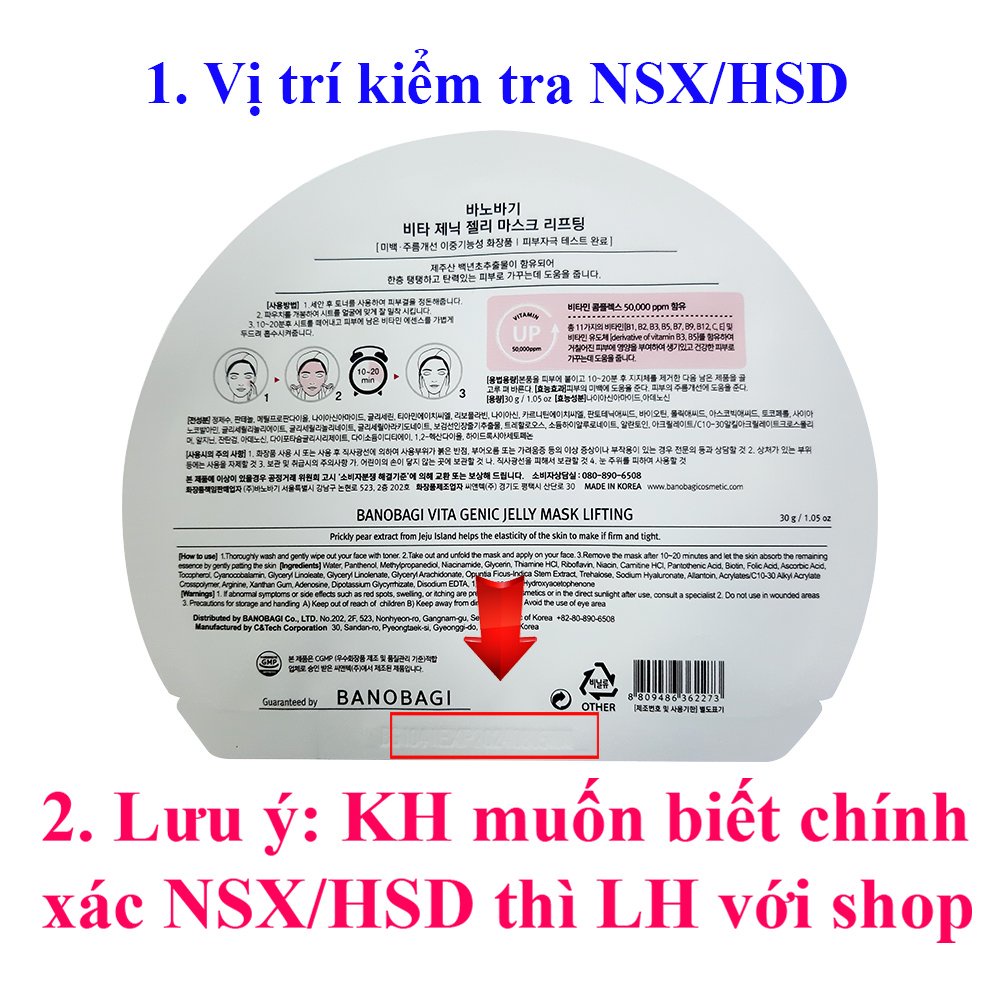 Mặt nạ Banobagi Vita Genic dưỡng trắng và làm căng mịn da 30ml Hàn Quốc