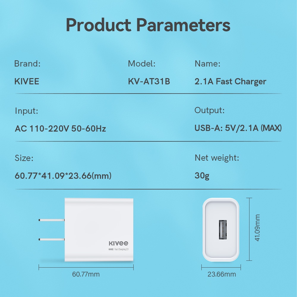 Bộ sạc Kivee đầu ra 2.1a Thích hợp cho Samsung Huawei Xiaomi oppovivo