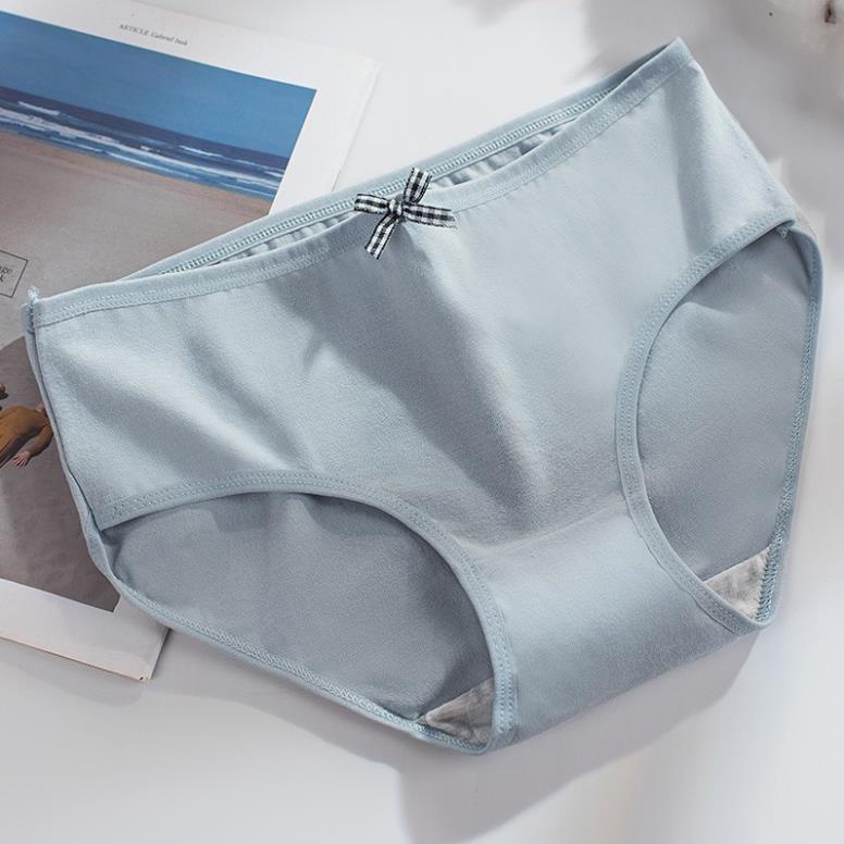 [Giá sỉ] Quần Lót Nữ Cotton Đính Nơ Kẻ Ô Kháng Khuẩn 012