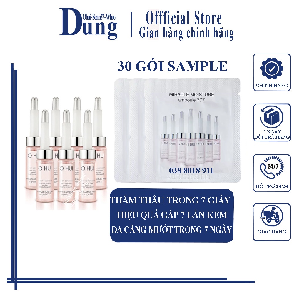 Combo 30 Sample Tinh Chất Dưỡng Ẩm Ohui Miracle Moisture Ampoule 777 1ml x 30