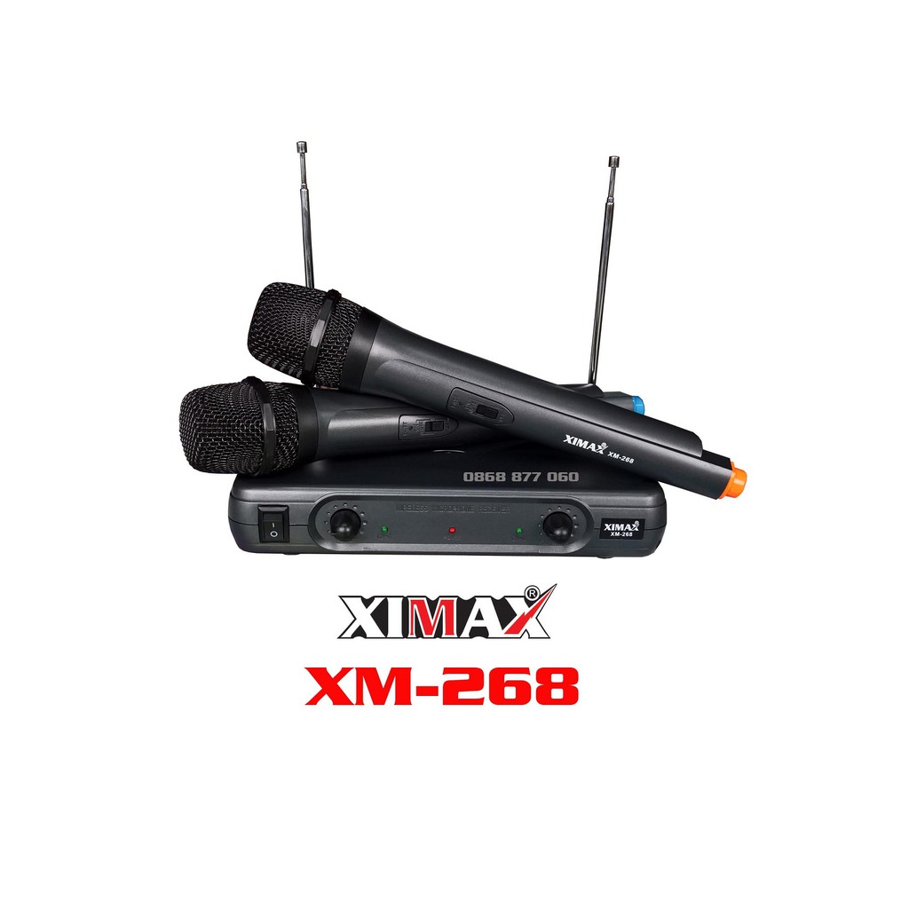 Micro không dây XM-268, 2 tay mic, hàng chính hãng, kết nối không dây