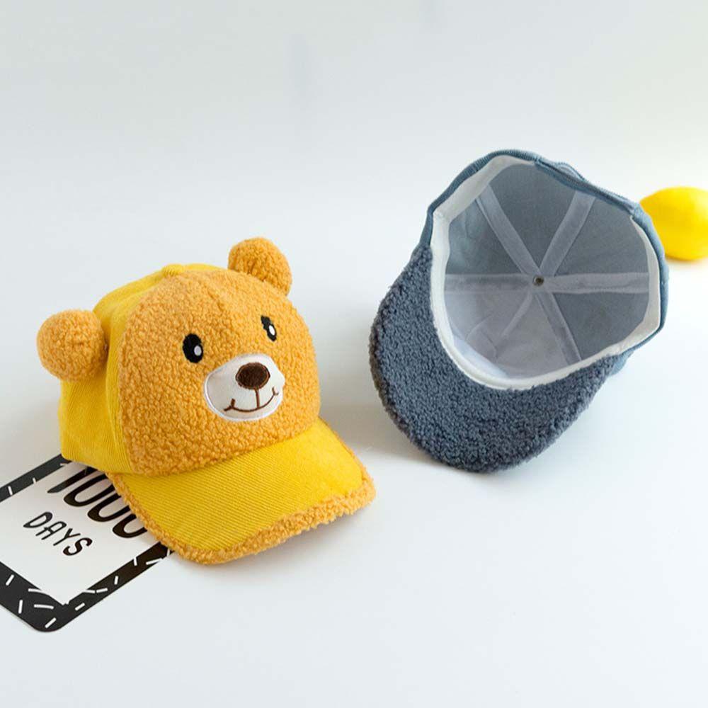 Mũ Lưỡi Trai Hình Gấu Bằng Cotton Giữ Ấm Mùa Thu Đông Cho Bé