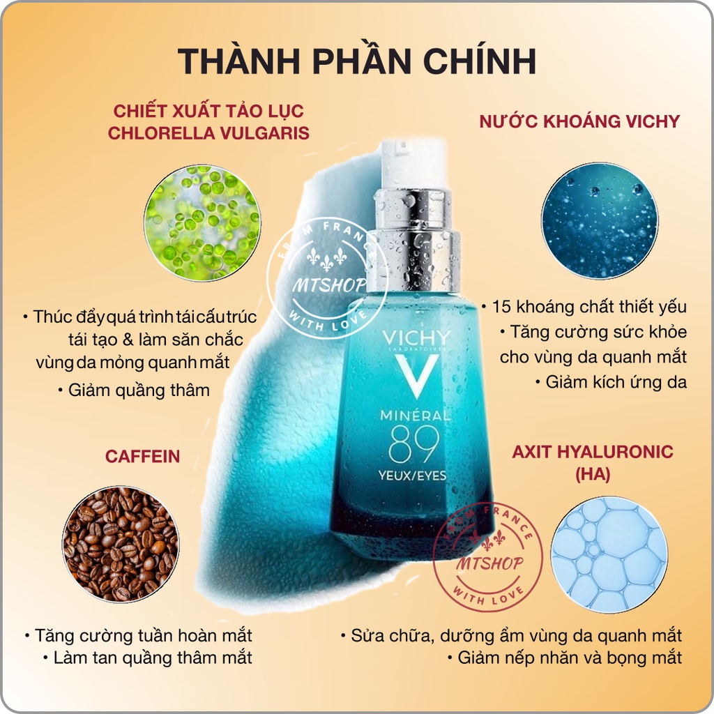 SERUM MẮT VICHY MINERAL 89 GIẢM QUẦNG THÂM GIẢM BỌNG MẮT NGĂN LÃO HÓA