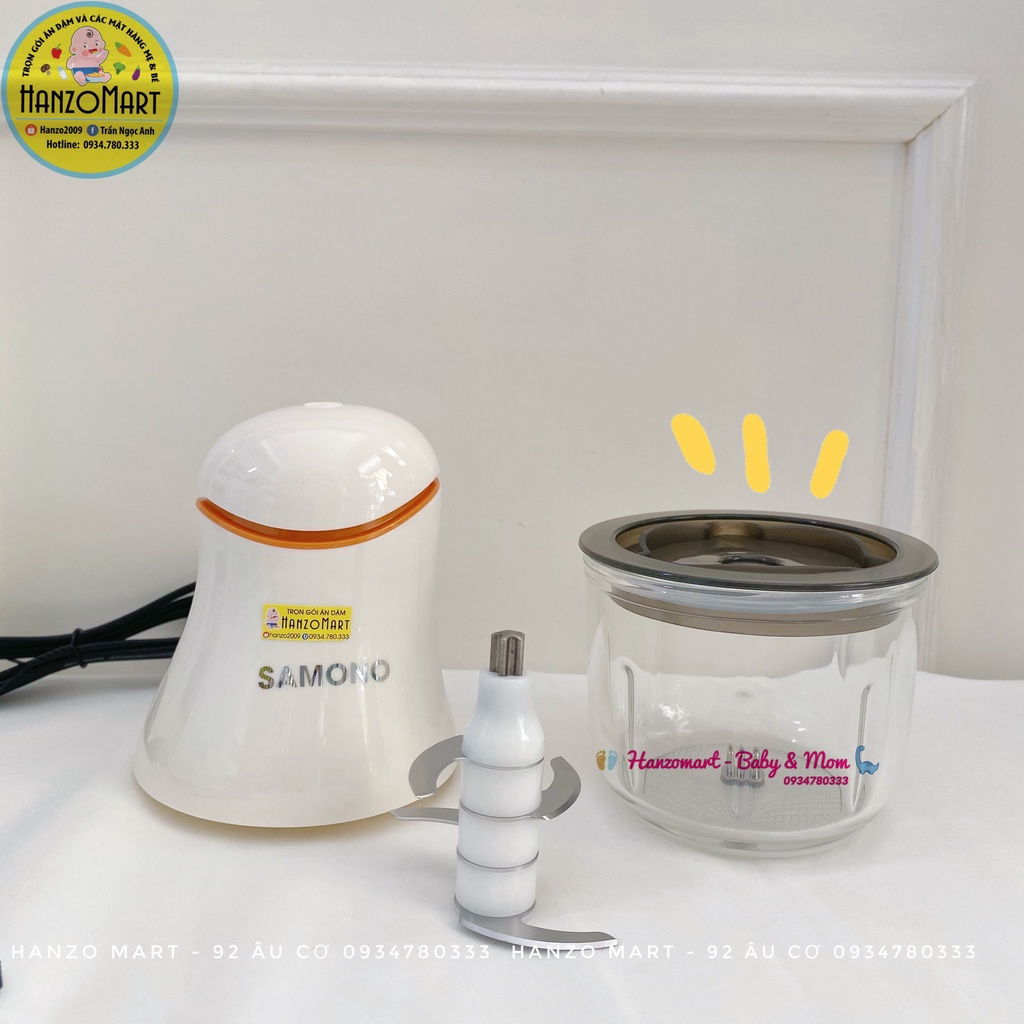 Máy xay ăn dặm cho bé đa năng thủy tinh Samono 0,3L xay hành tỏi tiện lợi bảo hành 12 tháng