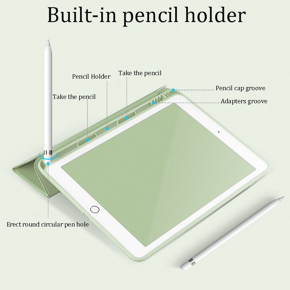 Ốp điện thoại da dạng lật đi kèm ngăn để bút Apple Pencil dành cho iPad 9.7 inch 2018 2017 A1822 A1954