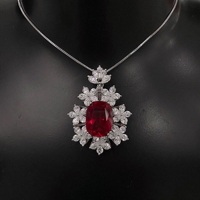 Vòng cổ Đính Đá Zircon Đỏ Thời Trang Sang Trọng Cho Nữ