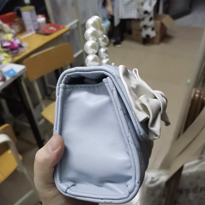 TÚI MINI ĐÍNH CƯỜM TRẮNG KÈM NƠ XINH TONE MÀU PASTEL