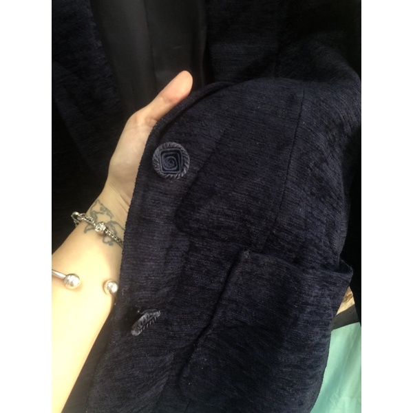 ❣️Áo Blazer Dạ Nhung Xanh Đen Nữ
