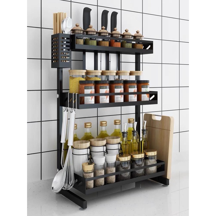 Sale !!! Kệ gia vị inox 2 tầng,3 tầng sơn tĩnh điện- Kệ đựng gia vị  2 tầng,3 tầng cao cấp (SP002216) shop phúc yến
