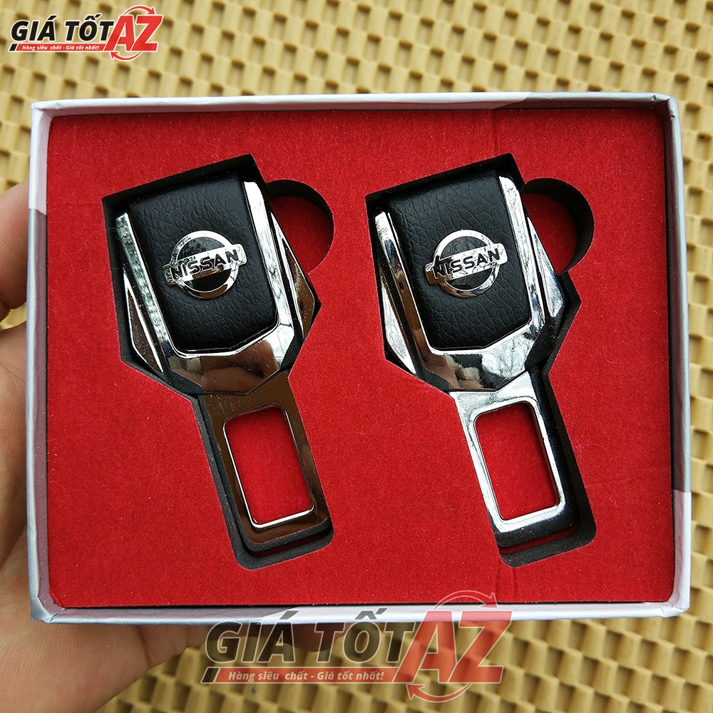 Chốt ngắt cảnh báo thắt đai an toàn xe ô tô - Logo N.I.S.A.N loại bọc da
