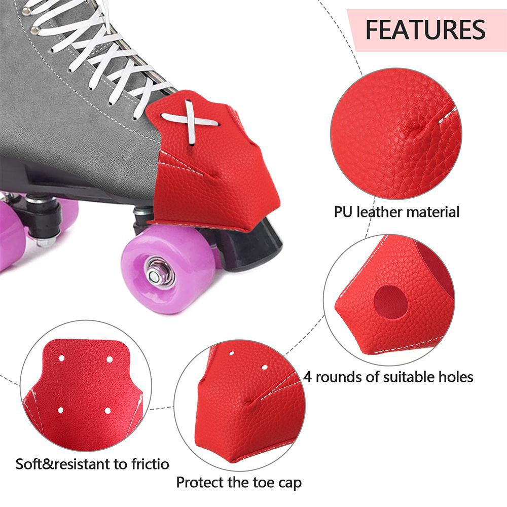 MAYSHOW 1Pair Protective case Skate Cap Protector Skate Accessories Artificial Leather Toe Cap Guards Protectors Reduce Cushioning Portable Anti-wear Wear-Resistant Shoelace/Multicolor