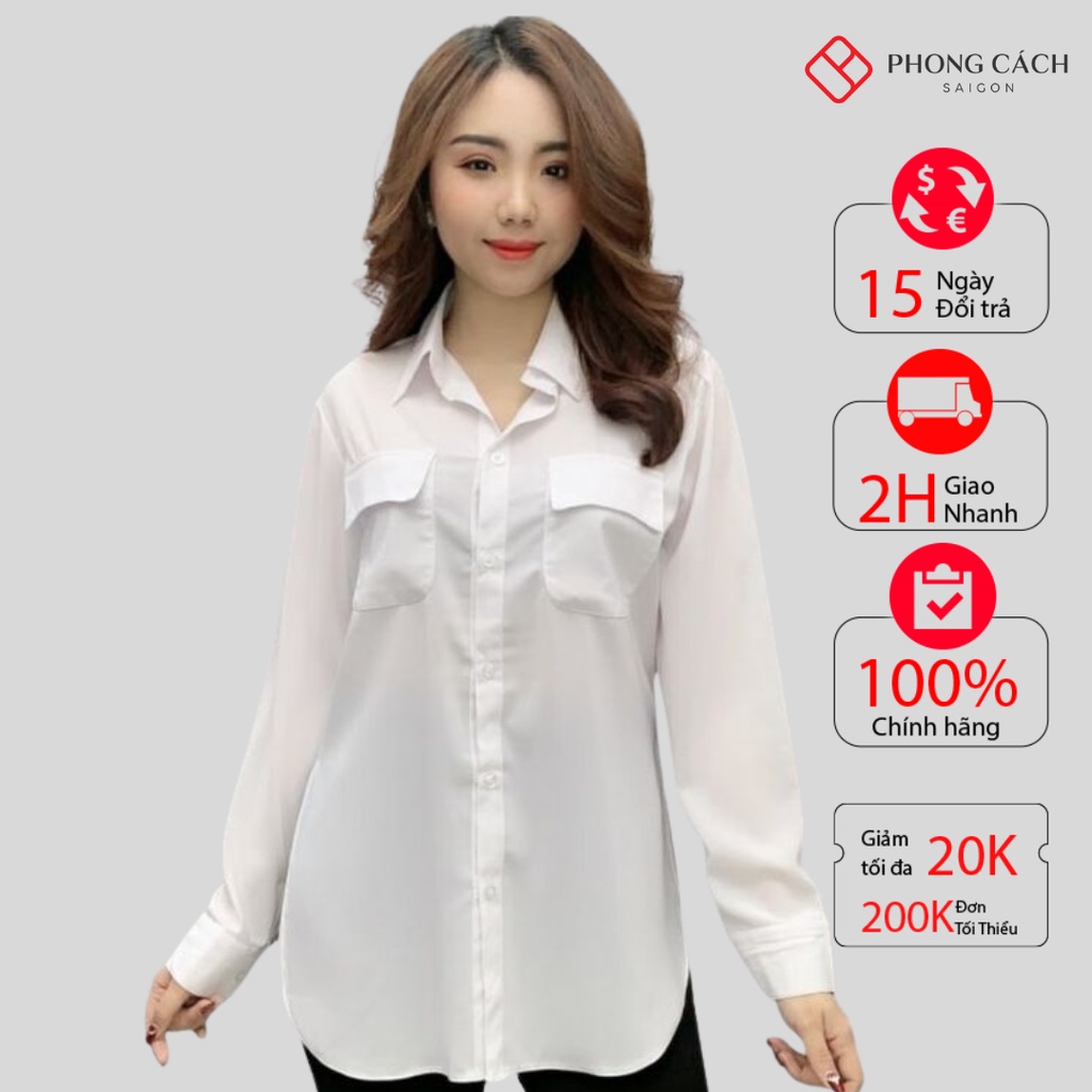 Sơ mi form dài xẻ eo cao xinh xắn SA158 - Phong Cách SAIGON