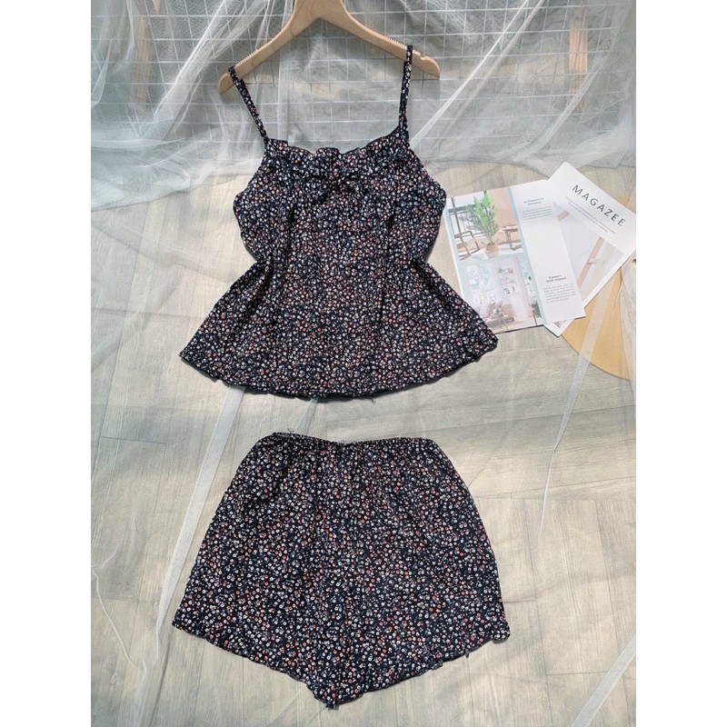 [Mã FAMANU82 giảm 10% đơn 0đ] Đồ ngủ hai dây phối nơ hoa nhí dễ thương hình thật | BigBuy360 - bigbuy360.vn