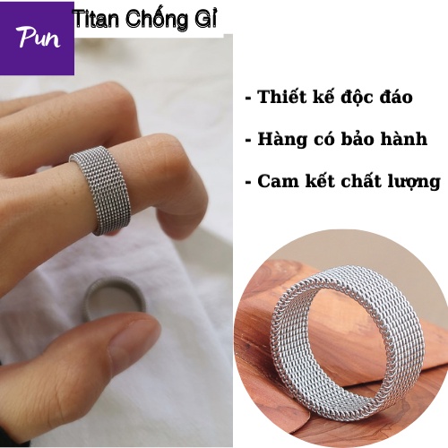 Nhẫn Nam Nữ Màu Bạc Đen Xích Punstore Đẹp Cao Cấp - Chất liệu Titan Không Gỉ - Nhẫn Elas Ring