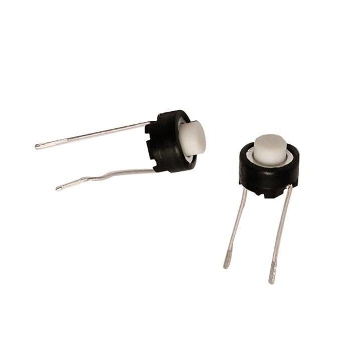 Nút Nhấn 2 Chân tròn nhạy - Nút nhấn nhả 2 chân - Trắng đen độ cao 4.3mm