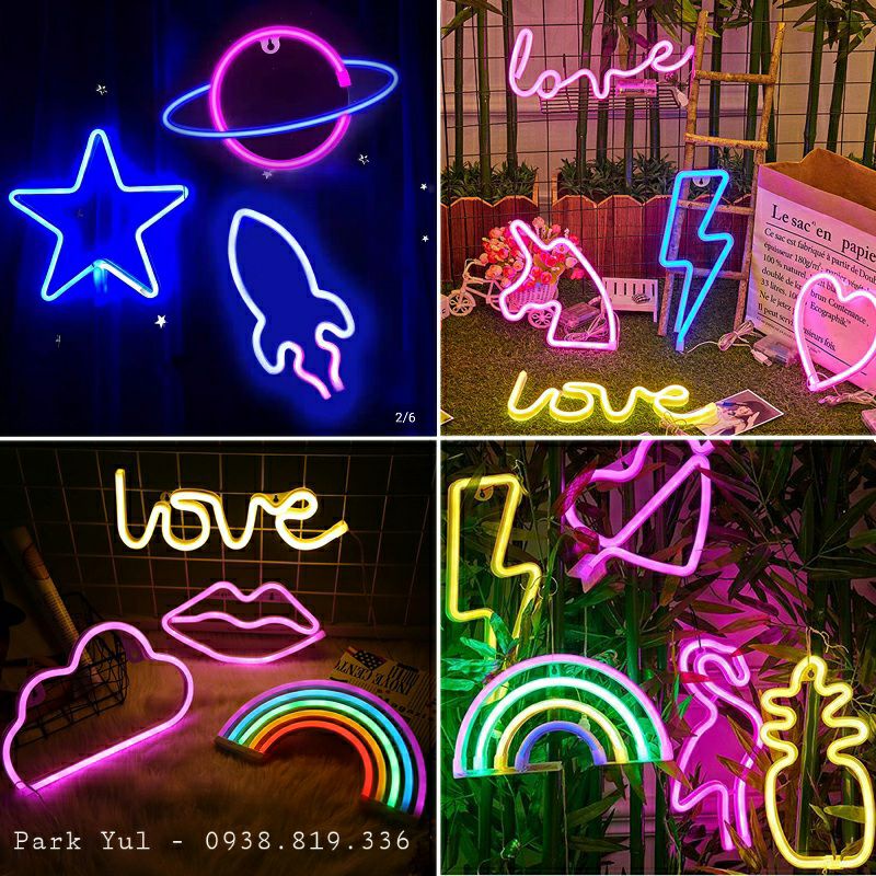 Đèn Led Neon Trang Trí Phòng Ngủ Gắn Tường , Neon chữ Love , Home