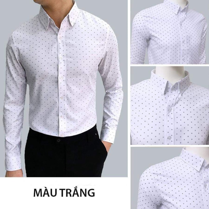 Áo sơ mi nam dài tay cao cấp Họa tiết chấm bi , chất cotton phong cách lịch lãm công sở | BigBuy360 - bigbuy360.vn