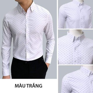 Áo sơ mi nam dài tay cao cấp Họa tiết chấm bi , chất cotton phong cách lịch lãm công sở