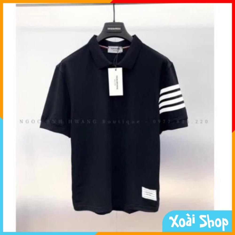 Áo polo nữ tay lỡ vạch tay cổ bẻ from rộng, Áo phông polo nữ kẻ sọc viền ngang Unisex Tay Lỡ Chất Cotton