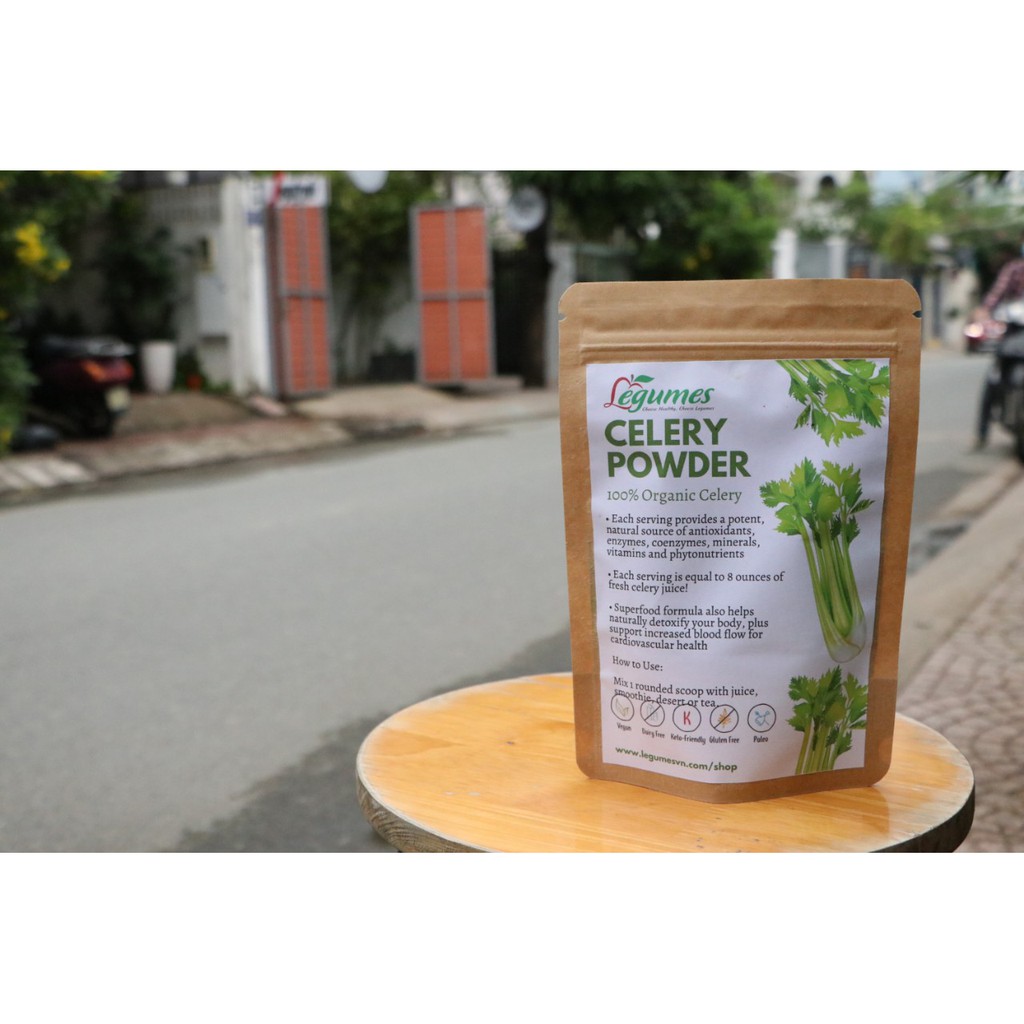 Bột cần tây organic hữu cơ sấy lạnh nguyên chất giảm cân, làm đẹp trắng da, detox, giàu chất xơ - Celery Powder Organic