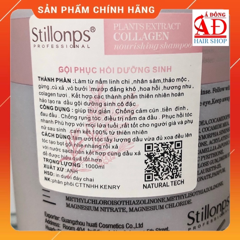 BỘ DẦU GỘI XẢ DƯỠNG SINH PHỤC HỒI MỀM MƯỢT - SẠCH GÀU STILLONPS CHÍNH HÃNG KENRY VALERT