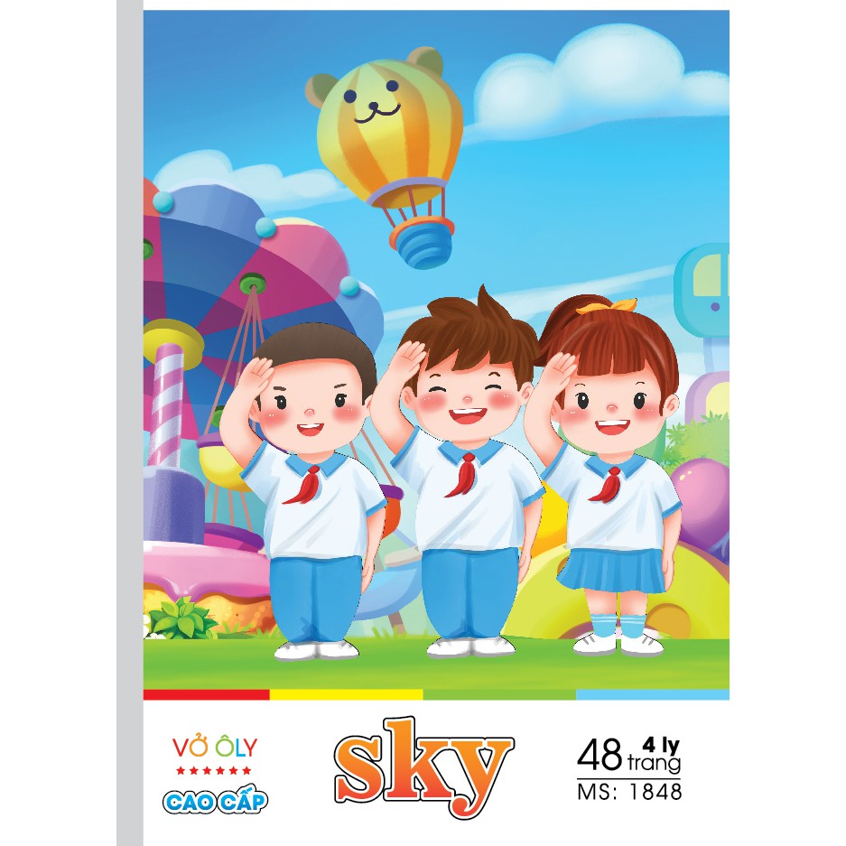 HẢI TIẾN Vở 4 ô ly Cao cấp - Sky (48 trang, 80 trang) Lốc 10 quyển