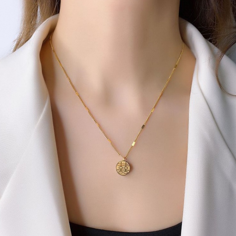 Vòng cổ MALA thép titan mặt chữ Trung Hoa không gỉ MAYEBE LAVEND