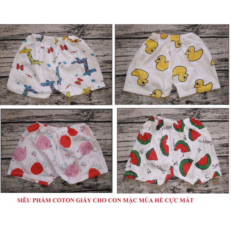 Lẻ như sỉ 5 quần cộc cotton giấy cho bé trai bé gái- HÌNH THẬT