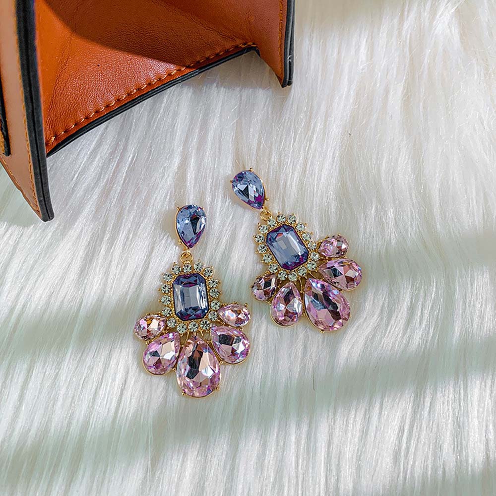 Khuyên Tai Hình Bông Hoa Đính Đá Tím Xinh Xắn