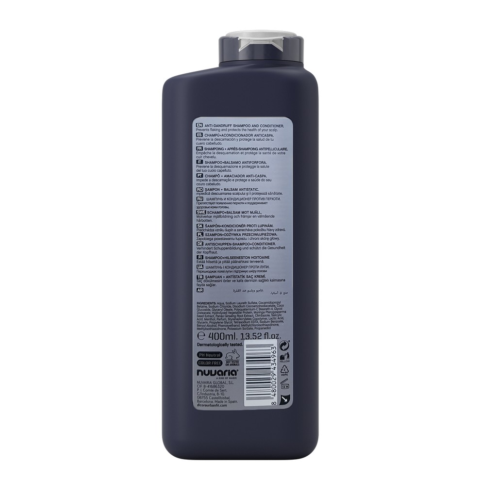 Dầu gội nam ngăn ngừa gàu Dicora Urban Fit Anti-dandruff kết hợp xả 2in1 400ml - BioTopcare Official