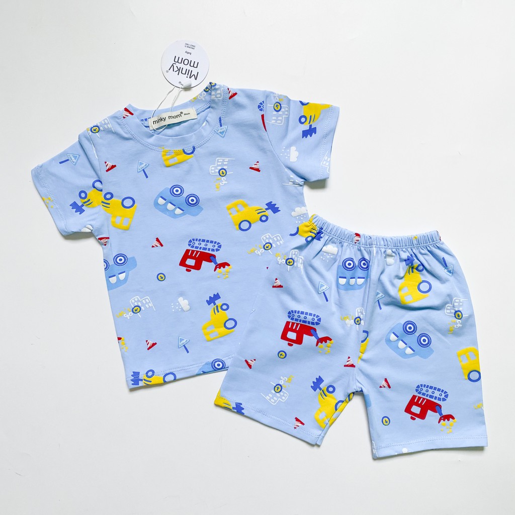 Bộ Ngắn Tay MINKY MOM COTTON 100% In Họa Tiết Nhỏ Toàn Thân TN-IN36