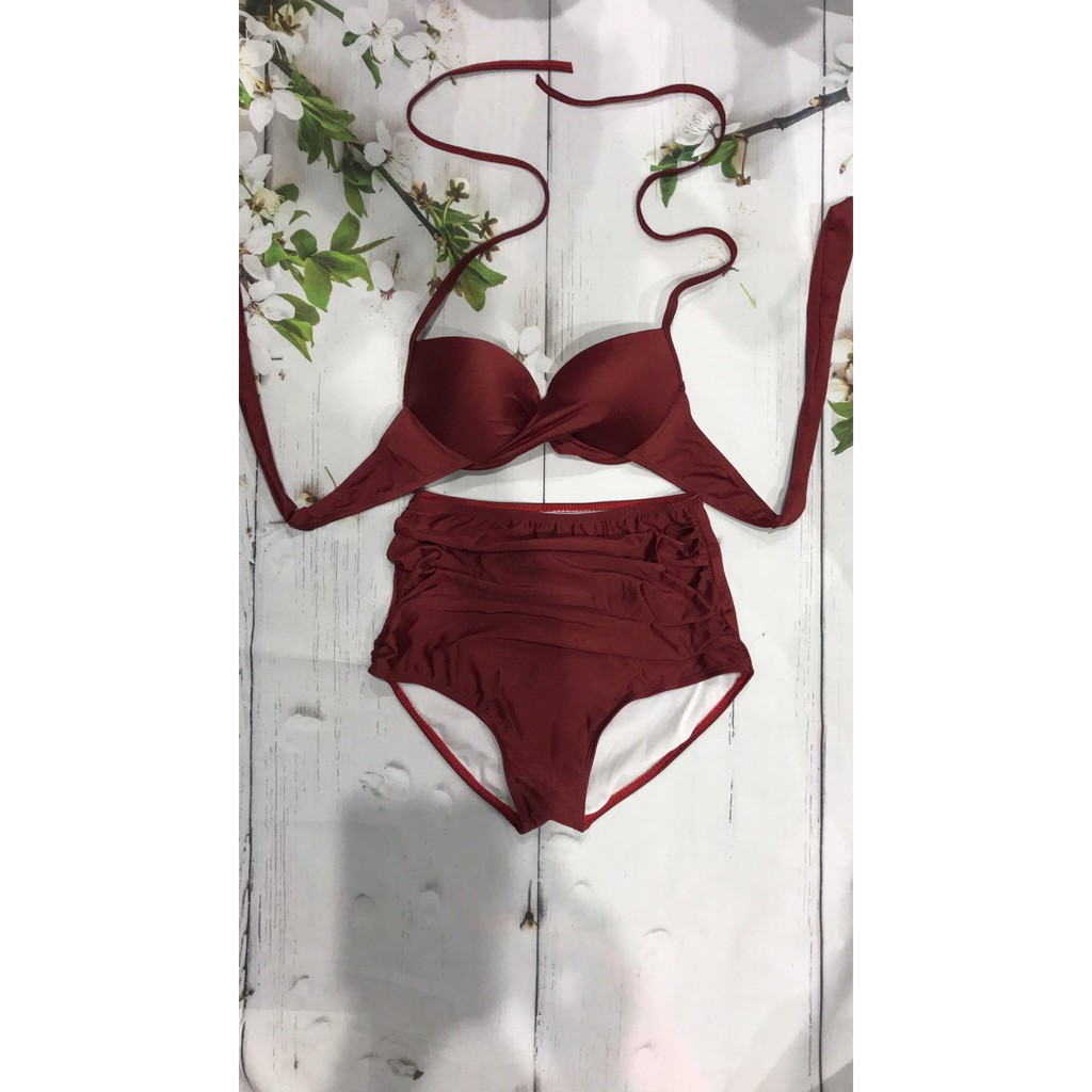 Bikini 2 mảnh áo gọng không nơ quần cạp cao-che khuyết điểm cực tôn dáng-bikinistore | BigBuy360 - bigbuy360.vn