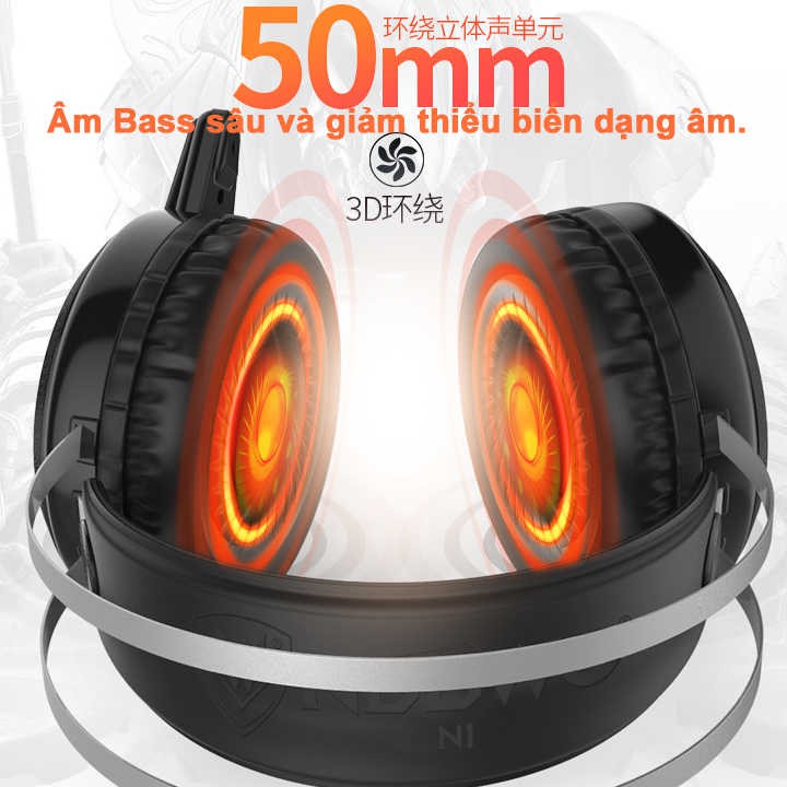 Tai Nghe Gaming NubWo N1 Âm Thanh Giả Lập 7.1 Đèn Led RGB Có Mic- Tai Nghe Chuyên Game Thủ Pubg , Ros, Liên Minh