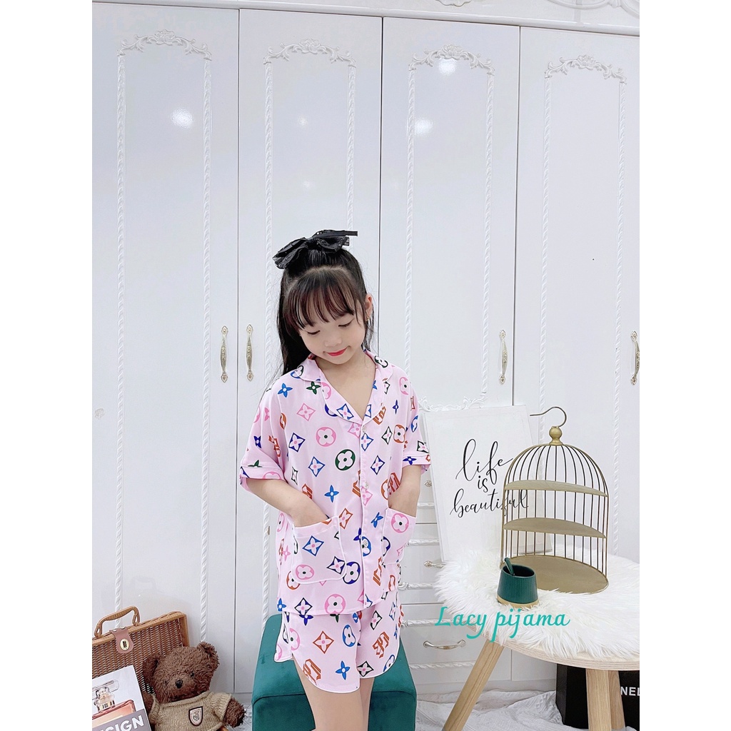 SIZE ĐẠI 18-38KG: Bộ pijama lụa mango đại hè đai cho bé gái - BPLDH